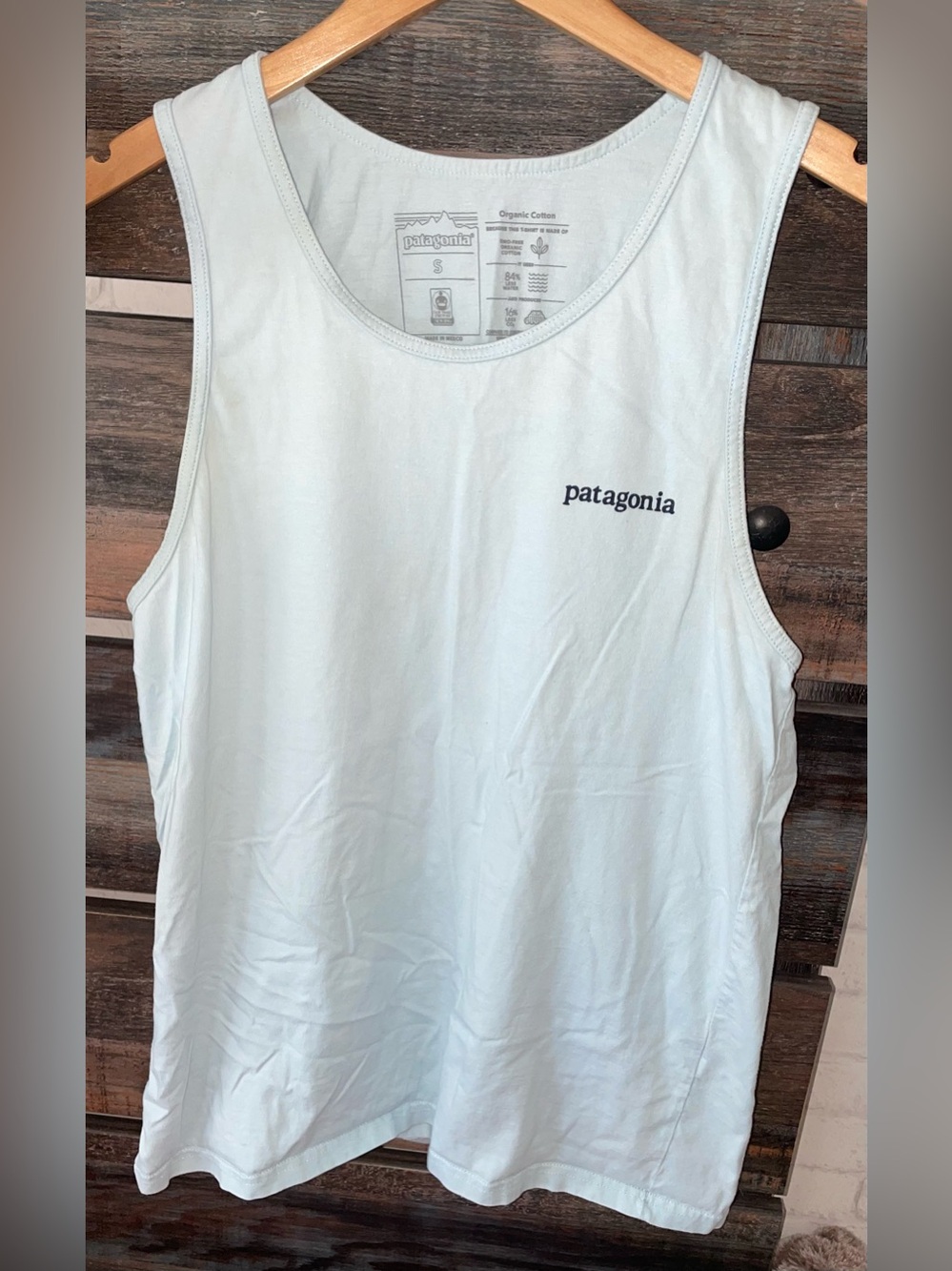 Patagonia line logo ridge organic cotton tank top men’s S small light blue shirt - Picture 2 of 6